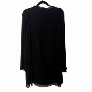 Banana Republic Black Dress Long Sleeve Shift Pleated Sheer M LBD
